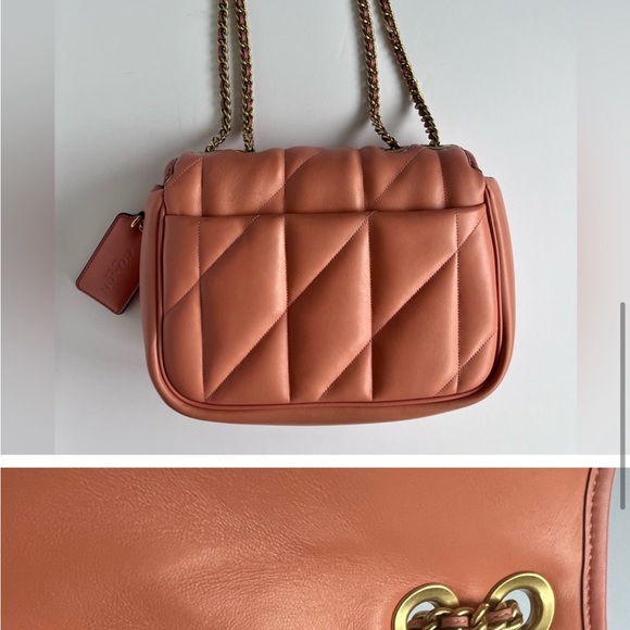 Coach Madison Quilted Leather Pillow Bag Chain Pink Coral - Picture 7 of 15